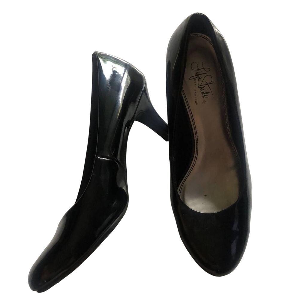 Payless Life Stride Women's Black Patent Heels Size 9.5 Wide